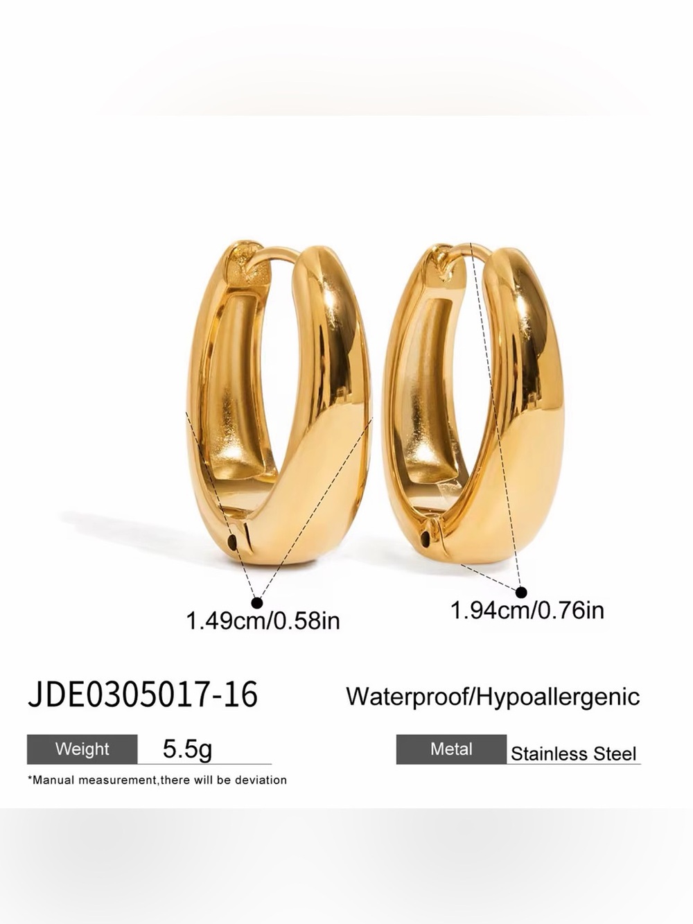 18K Gold Plated Hoop Earrings - Picture 6 of 7